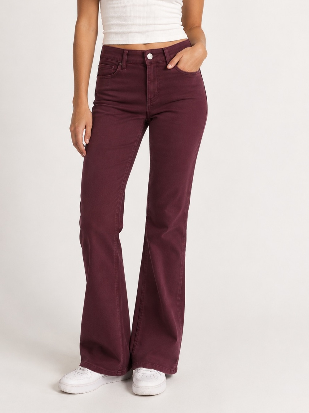 liu jo milano bottom up bootcut jeans burgundy wine size 28 nwt